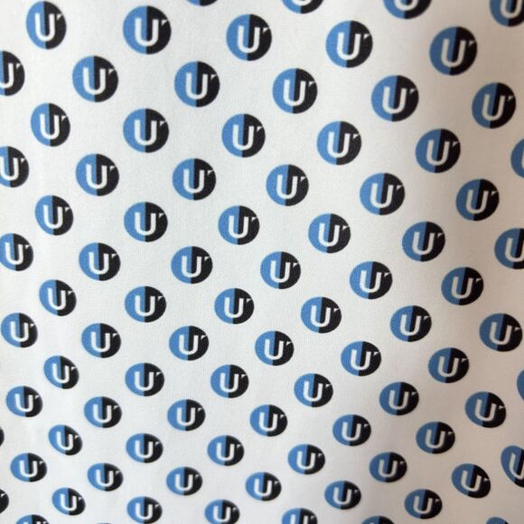 Old Fashioned Golf BreakthrU White Blue Black Geo Print Performance SS Polo Sz L - Picture 6 of 11